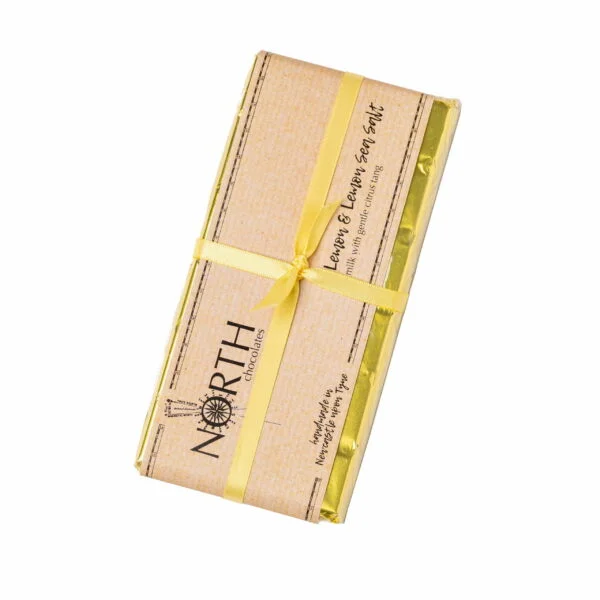 Luxury Milk Chocolate bar with hints of lemon and a salty tang